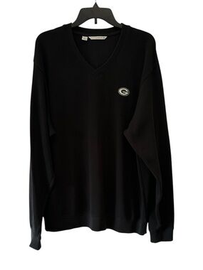 Cutter & Buck Green Bay Packers Sweater V Neck Black Large 100% Supima Cotton
